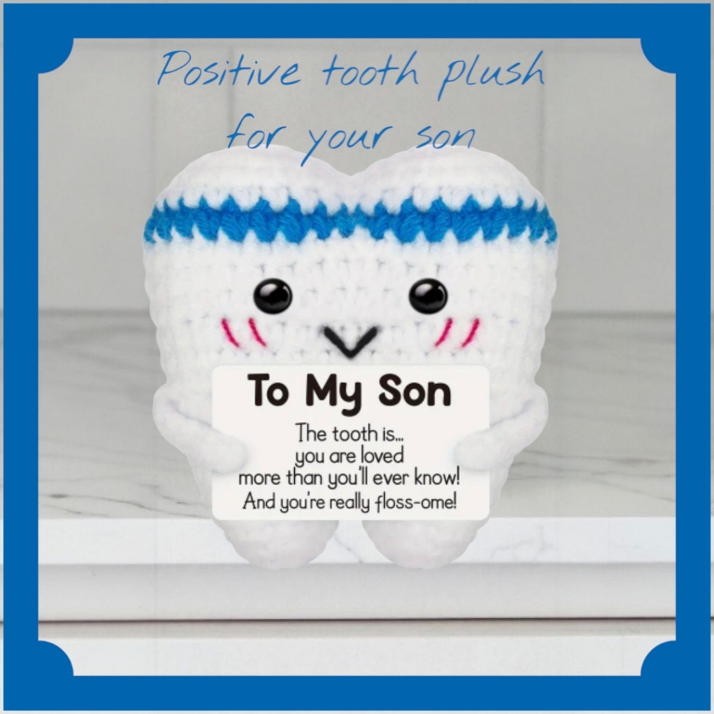 Blue And White Positive Tooth Plush For Your Son